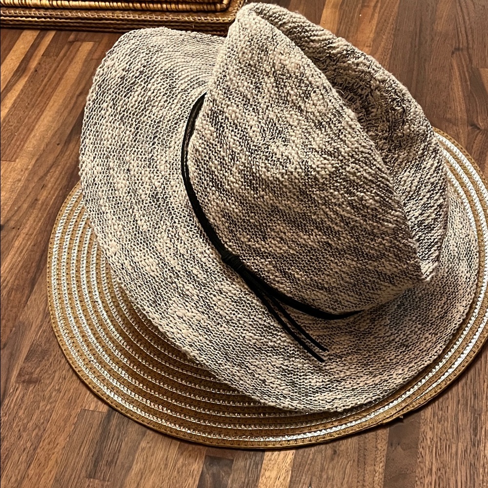 Bundle of hats. World market hat, black and white, and sparkly hat - Picture 2 of 7